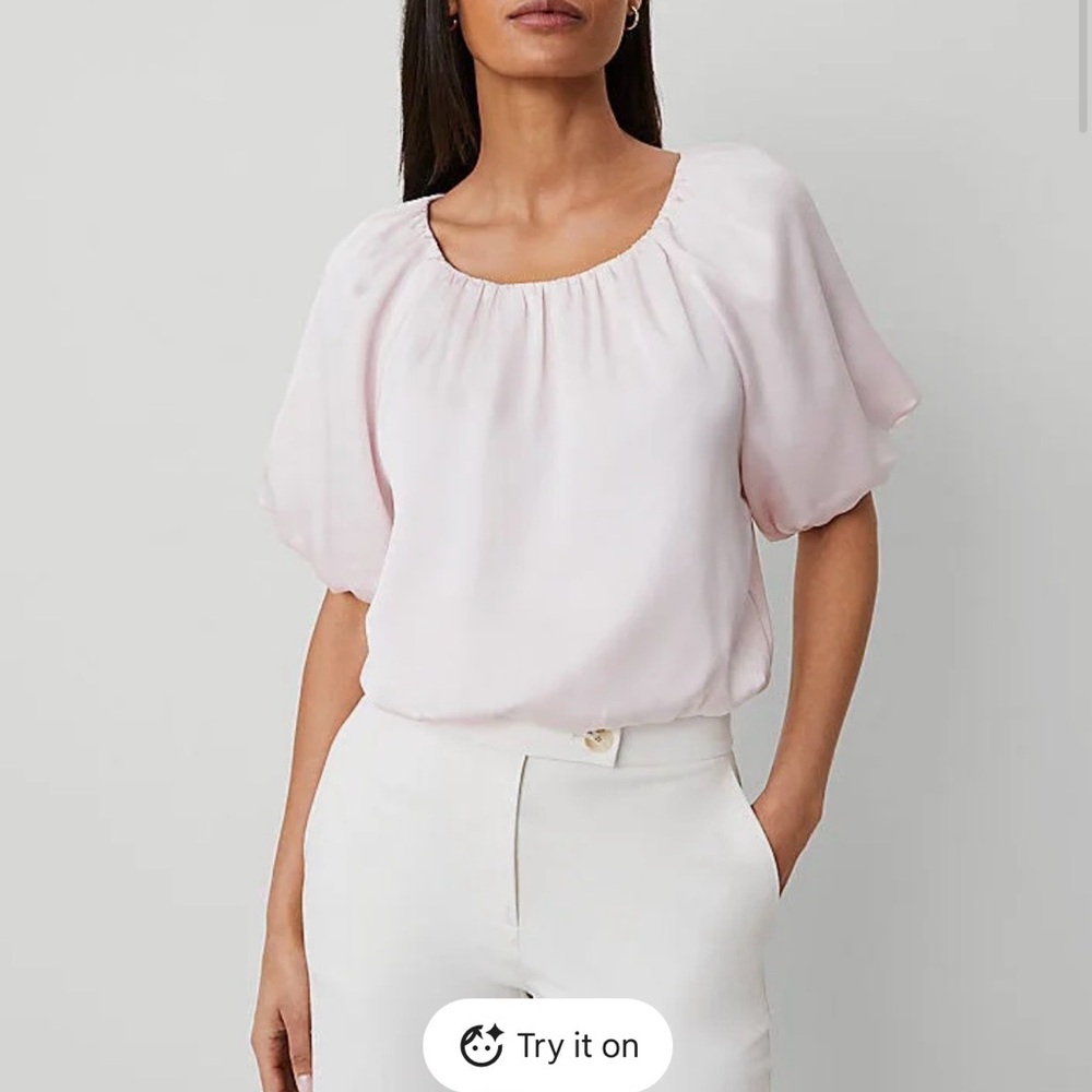 Ann Taylor Beautiful Bubble Hem Peony Pink Blouse, NWT